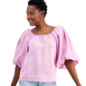 NWT On 34th Linen Blend Balloon Sleeve Top 2X